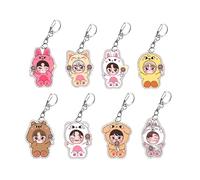 8pcs Stray-Kids Skzooo Acrylic Bracelet Key chains Set Cute Keyring Bagpack Favors Goodie Bag Fillers (B)