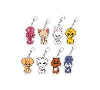 8pcs Stray-Kids Skzooo Acrylic Bracelet Key chains Set Cute Keyring Bagpack Favors Goodie Bag Fillers (D)
