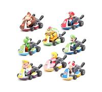 8PCS Super Mario Kart Pull Back Car Luigi Toad Bowser Princess Figure Kids Toy