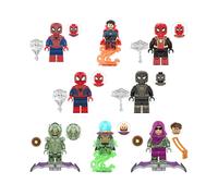 8pcs Superhero Spider-Man Black Gold Suit Dr. Action Figure Mini Building Blocks