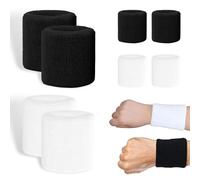 8PCS Sweat Bands Wristbands, Thicken Black Wristbands, Protective Elastic Sports Wrist Sweat Bands, Men's Women's Universal Wrist Sweatband, Gym Sweatband Bracelet Fitness for Tennis Running
