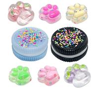 8PCS Taba Squishy Kit,2PCS Biscuit Stress Relief Toy and 4PCS Mini Taba Squishy Paw and 2PCS Fruit Cat Claw Stress Relief Soft Squeeze Fidget Toys for Kids Adults Classroom