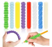 8Pcs Textured Silicone Pencil Grips Reusable Sensory Pencil Sleeves Handwriting Writing Aid Tool for Kids Adults Focus Calm Fine Motor Skills Improvement Accessories