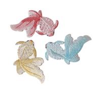 8pcs Three-Dimensional Goldfish Embroidered Cloth Patch Chinese Style DIY Adhesive Clothing
