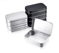 8PCS Tins Containers, Metal Rectangular Tin Cans, Portable Empty Hinged Household Storage Box with Lid for Candy Key Earrings 95x60x21mm (Silver and Black)