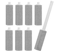 8Pcs Toilet Pumice Cleaning Stone with Extra Long Handle, Replaceable Pumice Stone for Cleaning Toilet, Nature Pumice Sticks for Cleaning Supplies Bathroom Pool Toilet Limescale Remover Grills