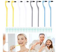 8Pcs Tooth Stain Eraser, End-Tuft Tapered Toothbrush, 4 Colours Whitening Cleaning Oral Eraser, Teeth Polishing Cleaning Kit with 1 Pack Flossing Stick for Removing Plaque & Stain