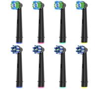 8pcs Toothbrush Heads Compatible with Oral B Electric Toothbrush, 4pcs Precision Clean and 4pcs Cross Clean Brush Heads, Black