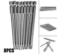 8PCS Torx Screwdriver Bit Set 100mm Extra Long Magnetic Security Hex Shank for T8/T10/T15/T20/T25/T27/T30/T40