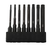 8PCS Torx Screwdriver Bits Set, 65mm Alloy Steel T8-T40 Hex Shank Drill Bits for Electric Screwdriver and Drill, Black Storage Strip Included