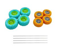 8PCS Toy Car Wheel RC Car Rubber Tire Wheels with Shaft Round Rod Axles for RC Car Truck Robot DIY Model Toy Building Parts (Style 1)