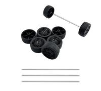 8PCS Toy Car Wheels RC Car Rubber Tire Wheel with Round Shaft Axles for RC Car Truck Robot DIY Model Toy Building Accessories (Style 1)