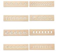 8PCS Tracing Board 2x8 Inch Wooden Writing Thread Board for Kids Preschool Learning Easy to Use Project Montessori Creative Kids Write Supplies, Geometric Pattern, Toys