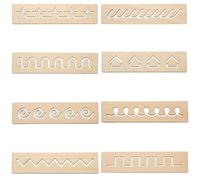 8PCS Tracing Board 2x8 Inch Wooden Writing Thread Board for Kids Preschool Learning Easy to Use Project Montessori Creative Kids Write Supplies, Geometric Pattern Letter Tracing Sensory Pad