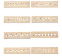 8Pcs Tracing Board, Wooden Writing Thread Board for Kids, 2x8 Inch Preschool Learning Montessori Boards, Geometric Pattern
