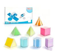 8Pcs Transparent Geometric Shapes Kit, Educational 3D Clear Models Learning Tools with Folding Paper Solids for Classroom Kids