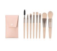 8Pcs Travel Makeup Brush Set Mini Makeup Brushes Set Portable Real Techniques Brushes Travel Size Makeup Brushes Kit with Makeup Bag for Foundation Eyeshadow, Blush, Contour, & Concealer (Beige)