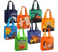 8PCS Trick or Treat Bags - Multifunctional Non-Woven Halloween Tote Bags with Handles for Gifts Wrapping & Party Supplies