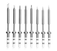 8PCS TS100 Soldering Iron Tips Complete Professional Kit (TS-I, BC2, K, KU, D24, ILS, B2, C4) Replacement Soldering Tips Compatible with TS100 TS101 Pinecil V2 Pine64, Purple Copper Core Tin-Plated
