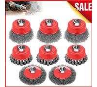 8Pcs Twist Knot Semi Flat Wire Wheel Cup Brush Set Kit