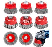 8Pcs Twist Knot Semi Flat Wire Wheel Cup Brush Set Kit For Angle Grinder M14 Uk