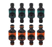 8Pcs Two-Way Nipple Hose Connectors with Quick Release Shut-Off Valve, ABS Garden Watering Fittings for Female Adapters, Easy Installation Green Orange