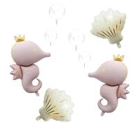 8Pcs Under The Sea Balloons Decorations Set, Includes 2 Seahorse Foil, 2 Shell, 2 Large & 2 Small Bubble Balloons for Ocean Theme Party, Baby Shower, Under The Sea Party Supplies Kit