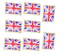 8pcs Union Jack Flag Pin Badge - Gold Rectangular Metal Lapel Pin, Patriotic UK Union Flag Souvenir for Bags, Clothes & Hat Decorations (Gold)