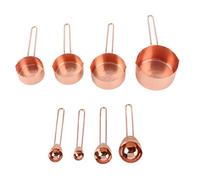 8Pcs Universal Stainless Steel Measuring Cups and Spoons Set, Nesting Measure Cups and Spoons with Scales, Kitchen Gadgets for Cooking Baking (Rose)