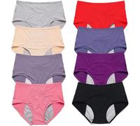 8PCS Upgrade High Waist Leak Proof Panties Women's Cotton Panties Plus Size Washable Incontinence Pants Women (8 Pcs,M)