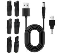 8PCS USB Shaver Charger Cable Kit, 5V Universal Electric Beard Trimmer Razor Charger Black Shaver Replacement Cable for Hair Clippers, Shavers, Beauty Instruments, Desk Lamps, Purifiers