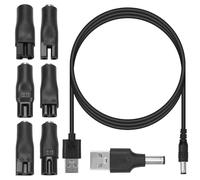 8PCS USB Shaver Charger Cable Kit 5V Universal Electric Black Adapter Shaver Replacement Charger for Hair Clippers, Beard Trimmers, Shavers, Beauty Instruments, Desk Lamps, Purifiers