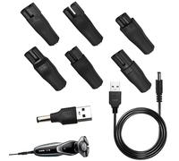 8PCS USB Shaver Charger Power Adapter Cord 5V Electric Shaver Chargers with 7 Connector Tips Men Shaver Charger Cable Kit for Electric Hair Clippers, Desk Lamps, Purifiers, Beard Trimmers, Shavers