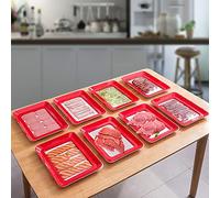 8PCS Vacuum Fresh Storage Tray - Reusable Creative Food Storage Container, Stackable Food Preservation Tray with Elastic Lid for Vegetable Fruit Meat Fish 29.5x22.5cm