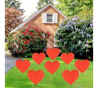 8pcs Valentine's Day Yard Signs, Heart Yard Decorations Outdoor Love Yard Decor Heart Garden with 16 Stakes Wedding Gifts for Party Garden Yard Lawn Decor
