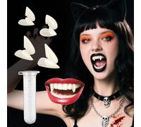 8Pcs Vampire Teeth,4 Sizes Custom Vampire Fangs Kit for Halloween Costume Props Cosplay Party Favors (4 Pair with Solid Adhesive)