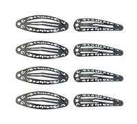 8Pcs Vintage Black Snap Clips with Hollow Out Design, Retro Oval and Teardrop-Shaped Metal Barrette Clips, Non-Slip Fashion Y2K Hair Accessories for Women Girls