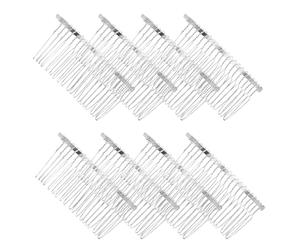 8pcs Vintage Metal Hair Comb with 20-tooth Insert for Bridal Veils | Decorative Hair Comb, Silver Iron Side Piece, Stable Hold for Fine Long Curly Hair at Weddings