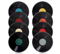 8Pcs Vinyl Record Wall Decor Poster, 9in Self Adhesive Vinyl Fake Record Music Decor Album Posters Records Wall Decoration for Music Party Studio Home Bedroom Walls Decorations (Made by Cardboard