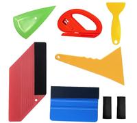 8Pcs Vinyl Wrap Tools, Wallpaper Smoother Kit with 5 Multi-Function Squeegees & Replaceable Felt Pads - Durable Plastic Car Wrap Kit for Vinyl Installation, Window Tinting, Home DIY Projects