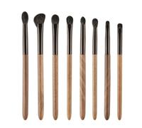 8pcs Walnut wood synthetic fiber makeup brush set: Flame blending brush, angled nose shadow brush, eyeshadow and