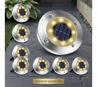 8Pcs, Warm White, Led Solar Ground Lights Outdoor Garden Pathway Decking Patio Floor Lamps