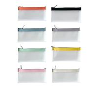 8Pcs Water Resistant Pencil Case Clear Matte Pen Case Zippered Pencil Pouches Portable Pen Organizers Travel Makeup Bag