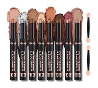 8PCS Waterproof Cream Eye Stick Set - Shimmer Shadow Pencil with Pearly Sparkle Glitter Finish - Liner Makeup Pen for Women