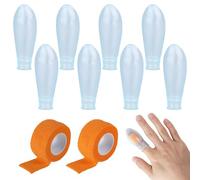 8pcs Waterproof Finger Protectors, Reusable Silicone Finger Tips Cover Sleeve with 2 Rolls Nursing Bandage for Shower Swimming Pedicure Manicure Thumb Cots Nail Soaking Gloves Protection