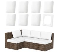 8Pcs Waterproof Outdoor Cushion Covers Stretch Slipcovers for Patio Sofa Fur Protector Replacement Set Durable White Cushion Protectors for Garden Furniture