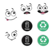 8Pcs Wheelie Bin Stickers, Bin Stickers for Wheelie Bins for Dustbins, Eyes and Mouth Self-Adhesive Decorative, Cute Style Sticker Eyes to Fridge Bins Wall, Indoor Outdoor
