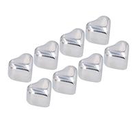 8Pcs Whiskey Stones, Heart Shaped Stainless Steel Ice Cubes Reusable Cooling Whisky Rocks Metal Chilling Stones