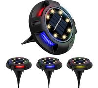 (8Pcs, White+Blue) Solar Ground Lights 12 LED Disk Lights for Garden Lawn Pathway Walkway Deck Yard