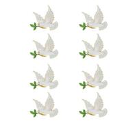 8pcs White Dove Brooch Pin, Zinc Alloy Peace Lapel Badge for Women | Polished Metal Finish, Smooth Texture, Elegant Vintage Style, Suitable for Shawls, Backpacks, Jackets, Dresses and Suits
